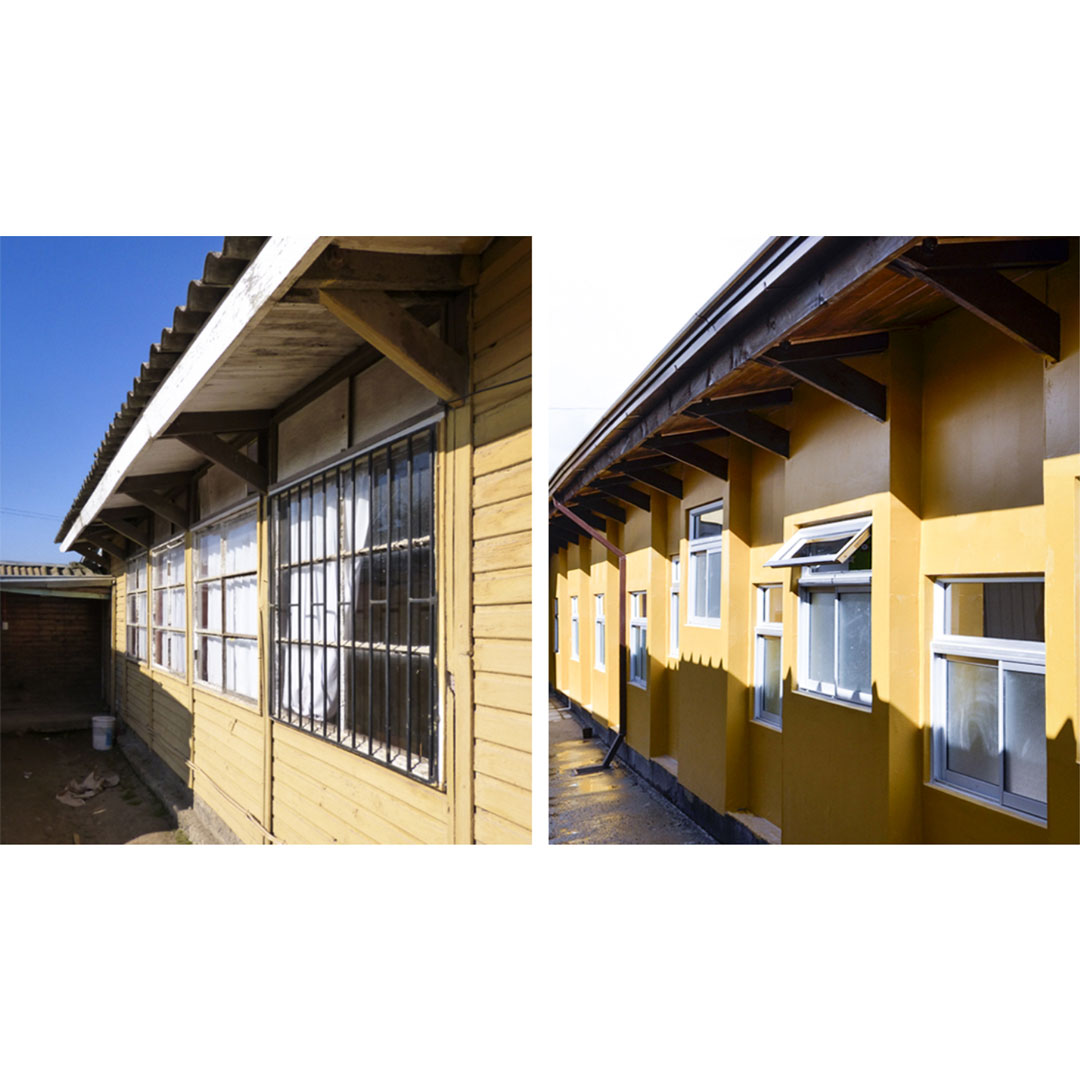 Una Escuela para Huaquén — antes y despues exterior